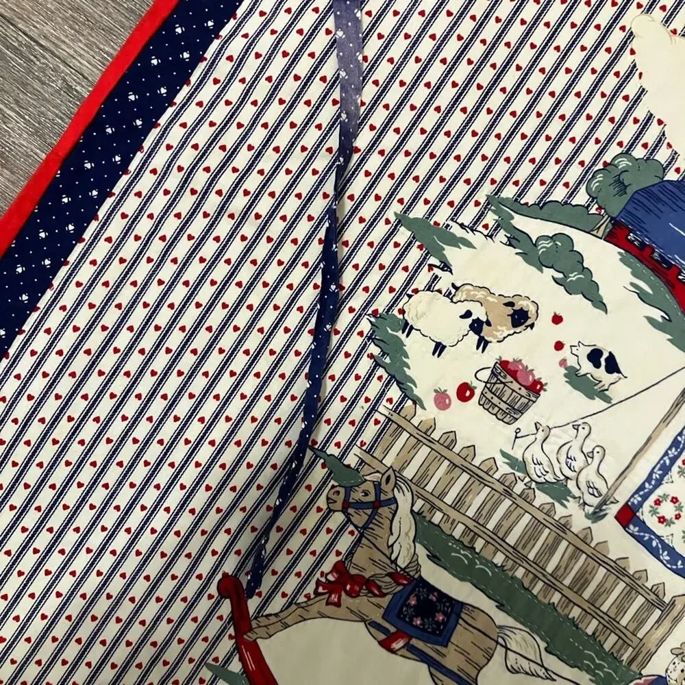 Hand Crafted Multicolor Apron with Red Trim